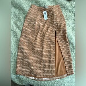 Abercrombie PETITE Dipped Waist Midi Skirt with Slit NWT